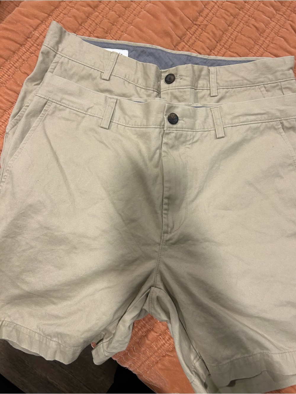2 pairs Amazon Essentials Men's Flat Front Shorts - Khaki